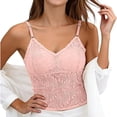 thumbnail image 3 of Womens Camisole Tank Tops qinhaie Women's Lace Camisole with Padded Bra, Adjustable Spaghetti Straps V Neck Crop Top, Soft Breathable Bra Pink Camisoles & Tanks, 3 of 8