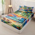 thumbnail image 2 of Homewish Coastal Flowers Palm Tree Zipper Twin Comforter Sets with Fitted Sheet and 2 Pillowcases for Teens,Boys Girls Ocean Beach Sunset Zipper Bedding Set,4-Piece, 2 of 6