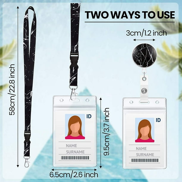 Htooq 5 Sets Lanyard With Id Holder Lanyards With Retractable Badge Reel Holder Id Holder Vertical Cruise Retractable Lanyard For Id Badges With Clip
