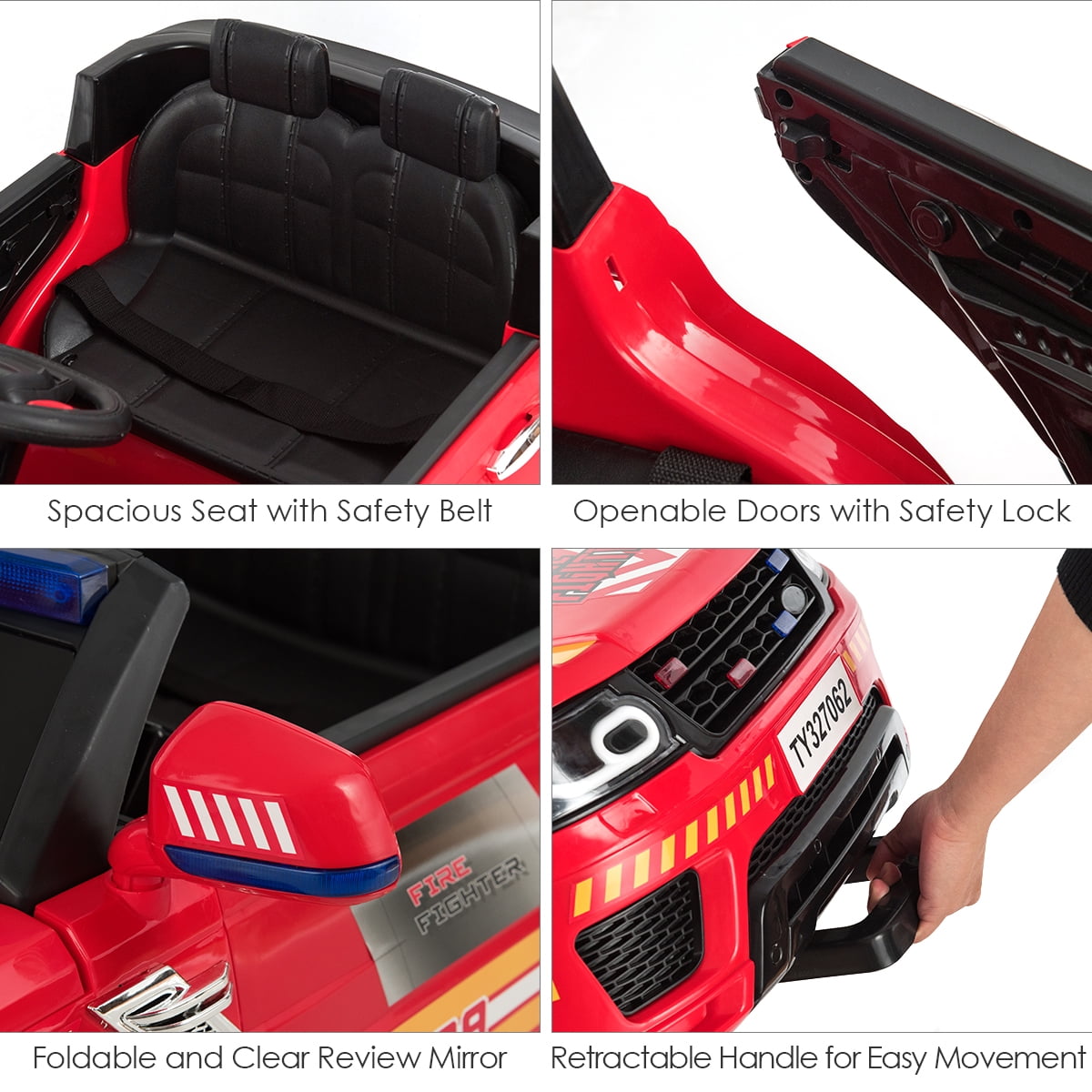 costway 12v kids electric bluetooth ride on car with remote control