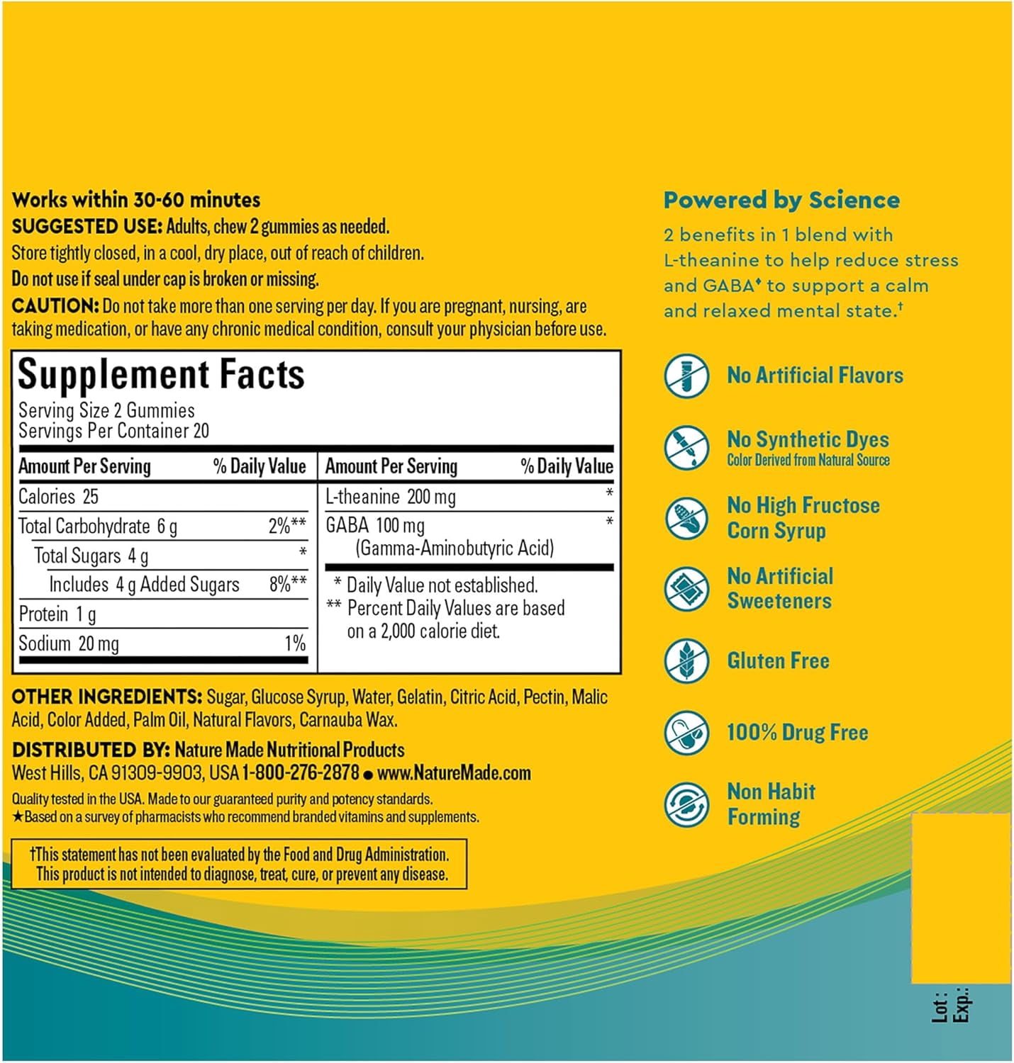 Nature Made Wellblends Stress Relief Gummies, L-theanine to help reduce stress, with GABA, Same Day Stress Support, 40 Strawberry Flavor Gummies