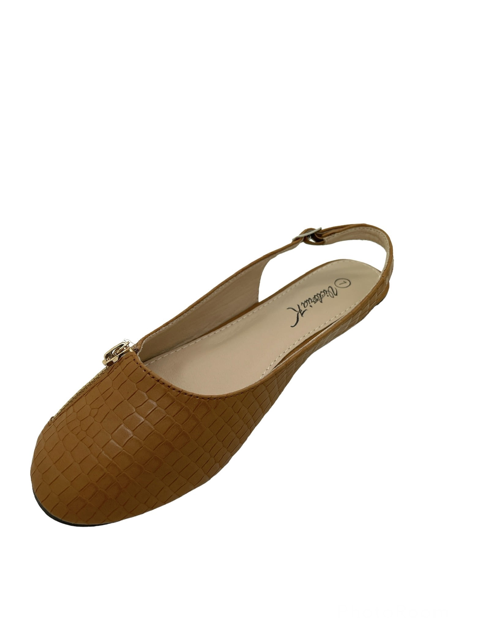 Women Fashion Comfort Opened Side Flats W/Mock Front Zipper.