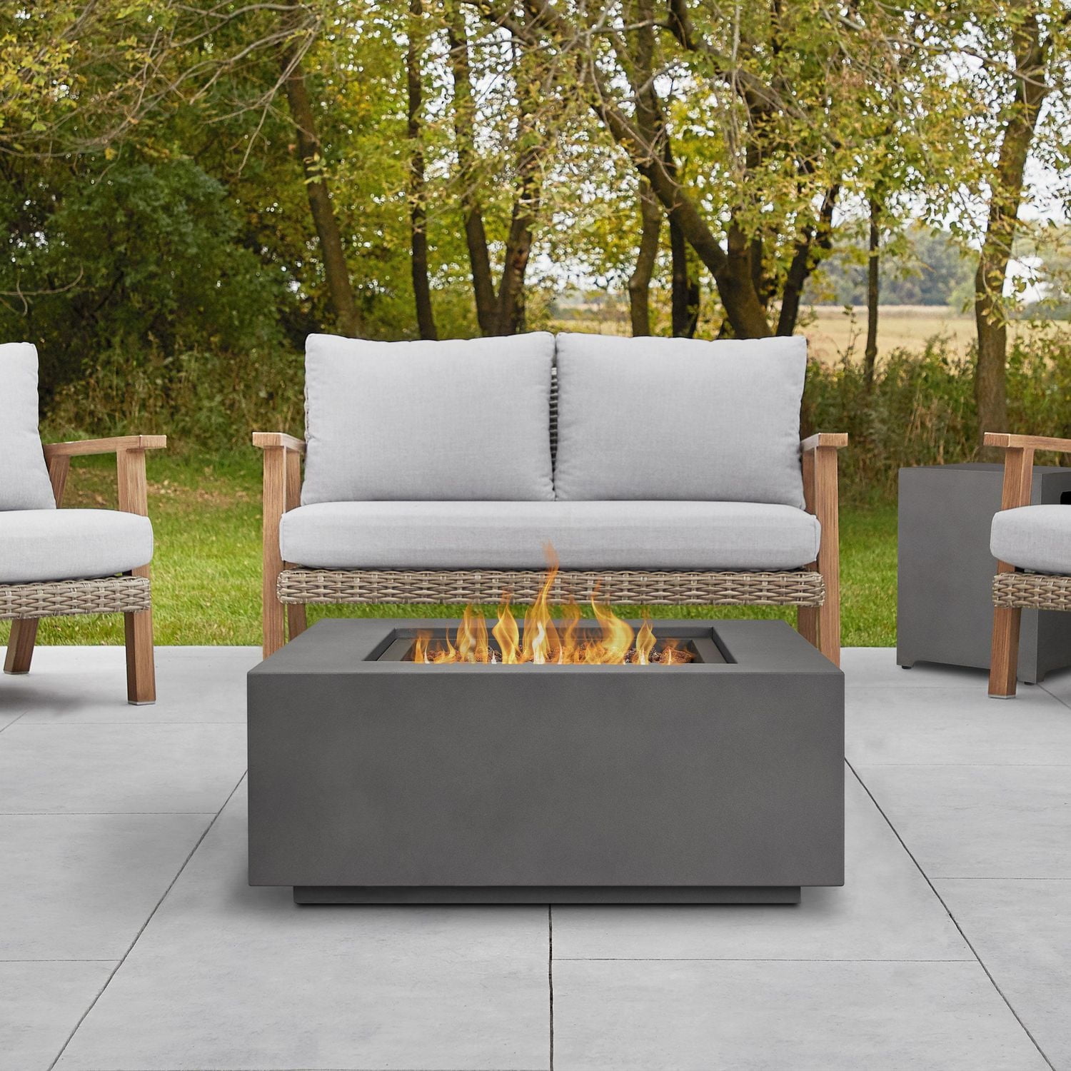 Aegean Square Propane Gas fire table in Weathered Slate with Natural Gas Conversion kit