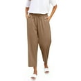thumbnail image 2 of Nmnitkp Linen Pants Women Fashion 2026 Casual Lightweight Drawstring Elastic Waist Pants with Pockets Brown,L, 2 of 8