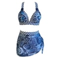 thumbnail image 3 of Gibobby Trajes de Baño para Mujer Bikini de cintura alta para mujer, trajes de baño sexys con realce, traje de baño Vintage, conjunto de Bikini Retro fru(Azul oscuro,G), 3 of 5