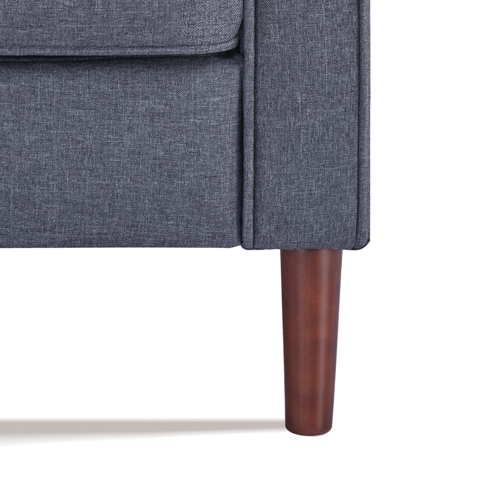 A&D Home Sedona Dark Gray Faux Linen Modern Sofa, Upholstered Contemporary Couch