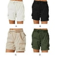 thumbnail image 3 of Jumpingount Pantalones cargo Pantalones cortos de bolsillo Cintura suelta Pantalones de verano Elástico Chicas Type10 NO10, 3 of 6