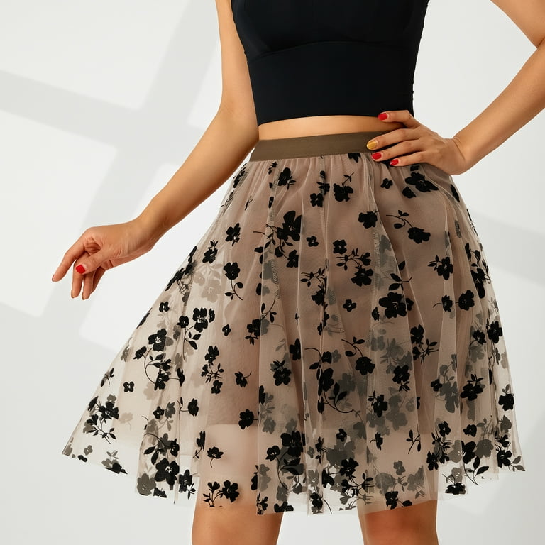 Flower knee top length skirt