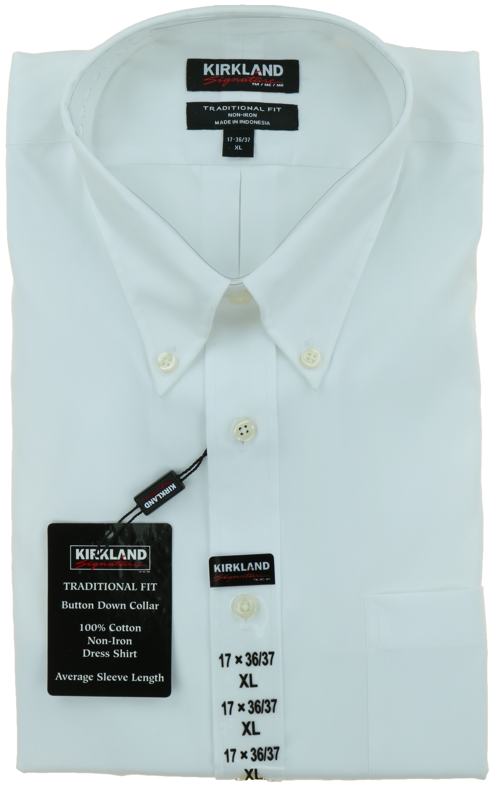 Kirkland Signature Mens Traditional Fit NonIron Button Down Collar Dress Shirt L 16x34/35