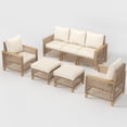 thumbnail image 4 of UDPATIO 5-Piece Outdoor Patio Furniture Set, Outdoor Conversation Set，Wicker Rattan Sofa Set with Ottoman, Garden Conversation Seating Set for Backyard,Yellow Wicker Furniture with Beige Cushions, 4 of 8