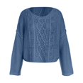 thumbnail image 5 of Ediodpoh Oversized Knit Sweater Soft Yarn Pullover Casual Winter Warm Pattern Crewneck Top for Fall Season Oversized Sweaters for Women Blue XL, 5 of 5