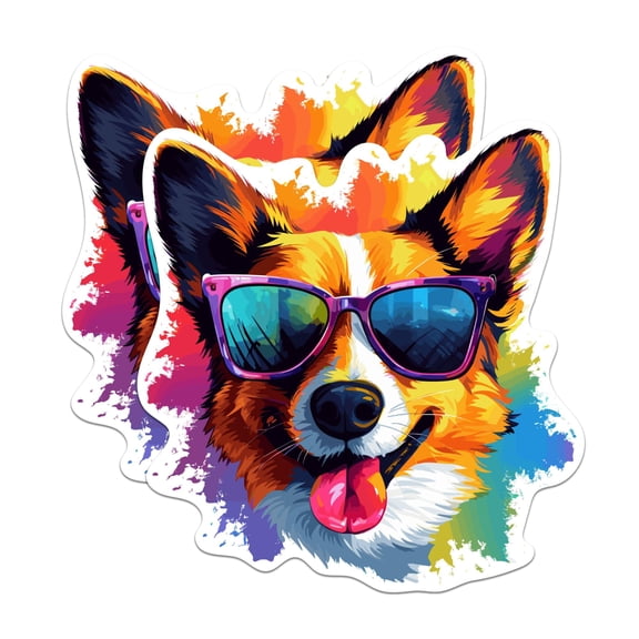 (2 Pack) Welsh Corgi Dog Stickers - Welsh Corgi with Sunglasses - Choose FromOver 100 Dog Breeds - 5 Inches On Longest Side - Premium Vinyl - Made in USA - BMCS0412