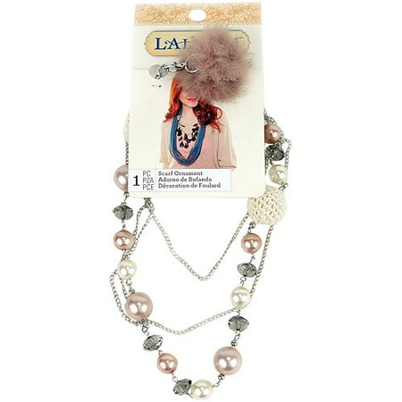Laliberi Scarf Swag, Pearl Beads and Pouf