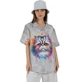 thumbnail image 4 of Watercolor Drip Persian Pop Art Colorful Portrait Artwork Hawaiian Shirt Breathable Summer Unisex Merch Cat Lover Kitten Owner Gifts - 01009, 4 of 6