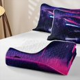 thumbnail image 4 of Castle Fairy Cyberpunk Style Futuristic Supercar Quilt Full,Neon Night Art Full Bedspread Sets,Magenta Purple, 4 of 7