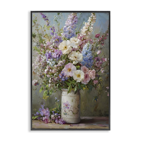 Stupell Industries Traditional Flowers in Southern Country Vase Black Framed Giclee Art, 12 x 18, by Franklyn Gregory