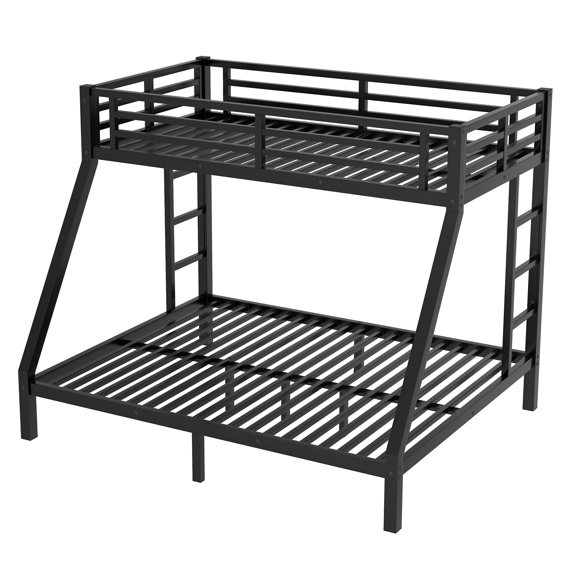 Leumius Twin XL over Queen Bunk Bed for Teens and Adults,Heavy Duty Metal Bed Frame with 2 Side Ladders,Space-Saving/Noise Reduced/No Box Spring Needed,Black