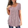 thumbnail image 2 of Women's Short Sleeve T-shirt Women'S Tunic Tops For Leggings Short Sleeve Shirts Up Casual Ruched Blouses Clothes,Pink Women's Short sleeve T-shirt L, 2 of 5