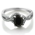thumbnail image 2 of Gem Stone King 1.67 Cttw Oval Black Onyx Engagement Ring for Women | 925 Sterling Silver | Oval 8X6MM | Gemstone Birthstone | Wedding Engagement Anniversary Promise Ring for Women | Size 7, 2 of 5