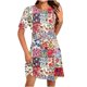 thumbnail image 1 of Vestido Corto para las Mujeres Cuello Redondo Manga Corta Impresa Suéter, Moda Casual Estilo Línea, 1 of 5