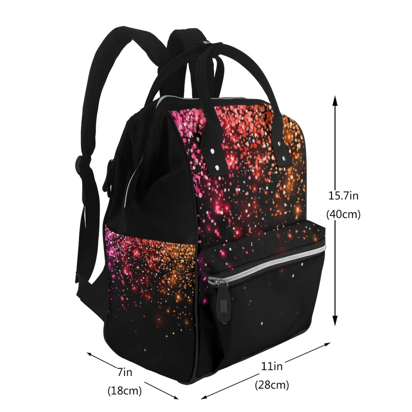 Ratiio Colorful Sparkling Mummy Backpack - Waterproof Twill Canvas, Large Capacity Diaper Bag with Multiple Pockets and Adjustable Straps