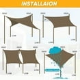 thumbnail image 4 of NAWAY 12'X20'Mocha Rectangular Sun Shade Sail – HDPE 95% UV Block Outdoor Canopy for Patio, Garden, Pool, Breathable & Windproof Shade Cover with D-Rings, 4 of 8