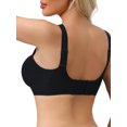 thumbnail image 3 of INSPIRE CHIC Plus Size for Women's Mesh V-Neck Wirefree Seamless Soft Bras Full Coverage Minimizers S Black, 3 of 4