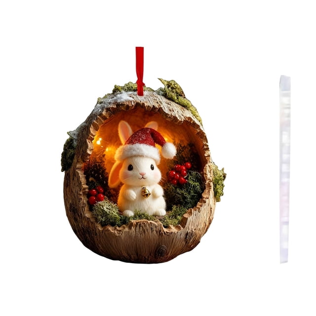 Adorno navideño de animales del bosque de 10 cm | Colgante acrílico para árbol de Navidad | Diseño caprichoso de animales del bosque | Decoración de temporada duradera para árboles, coronas, centros
