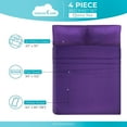 thumbnail image 2 of DREAMCARE - Bed Sheets Set - Queen Size Sheet with Side Pocket - 4pcs Set, 15 inches, Purple, 2 of 6