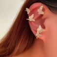 thumbnail image 6 of Zircon Butterfly Ear Cuff Earrings for Women No Piercing Butterfly Ear Clip Wrap Around Fake Earrings Ear Wrap Crawler Rhinestone Wrap Earrings, 6 of 8