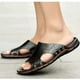 thumbnail image 4 of Zapatos de playa transpirables, sandalias rectas, zapatillas de cuero, chanclas de viaje cómodas para hombres, 4 of 5