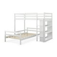 thumbnail image 1 of Costway Twin Over Twin Loft Bunk Bed Wood w/Bookcase Guardrail Ladder Kids Bedroom, 1 of 10