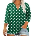 thumbnail image 3 of Plus Size Women's Casual Printed 3/4 Sleeve V-Neck Blouse Shirt Top Loose Fit Comfortable Fashionable Tunic | CSEONE,Army Green L, 3 of 9