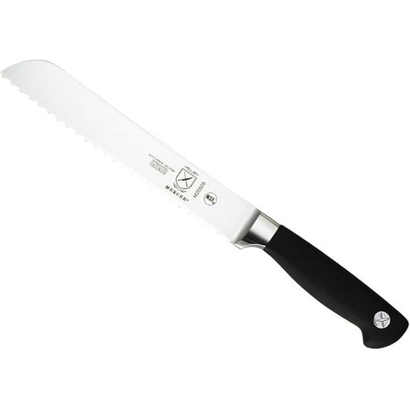Mercer Culinary Genesis 8-Inch Steel Bread Knife, Black