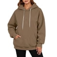 thumbnail image 3 of AKOEE Womens Oversized Hoodie with Pockets Plain Hooded Sweatshirts Casual Drawstring Long Sleeve Pullovers (XL, Brown), 3 of 7