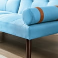 thumbnail image 6 of SYNGAR Futon Sofa Bed, Mid-Century Fabric Futon Sofa with Wood Legs, Convertible Daybed with 3 Adjustable Positions, Couches and Sofas, Modern Stylish Sleeper Sofa for Living Room, Blue, 6 of 7