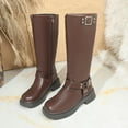 thumbnail image 7 of UngA Womans Boots Shark Boots Fold Over Chunky Heel Snip Toe Cowboy Cowgirl Pull On Boots Women Mid Calf Brown,Size 6.5, 7 of 7