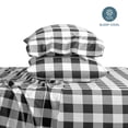 thumbnail image 3 of Bare Home Ultra-Soft Sheet Set - Premium 1800 Collection - Deep Pockets - 3-Pieces - Twin XL, Buffalo Plaid - White/Black, 3 of 6