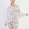 thumbnail image 3 of SWSMCLT Women's Cotton Pajama Tops Cute Lounging Ruffle Sleepwear Pajamas Soft Long Sleeve Comfy Spandex Sleeping White X-Large, 3 of 5