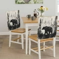 thumbnail image 5 of Brown Bear Forest Silhouette Chair Back Covers Set of 6, Vintage Animal Trees Stretch Dining Chair Back Slipcovers Removable Seat Cover for Kitchen Restaurant Hotel Cafe, 5 of 9
