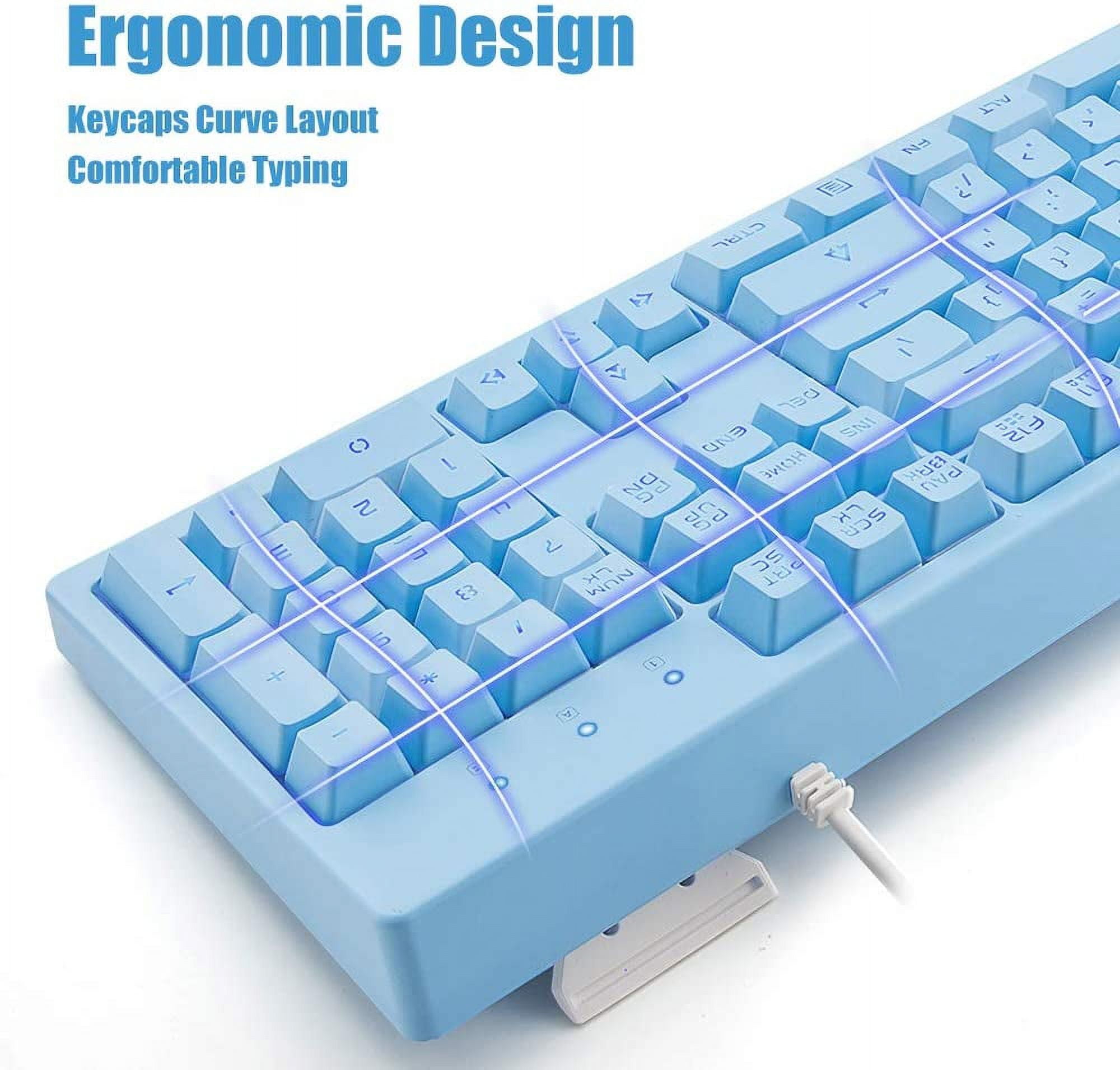 Mechanical Keyboard with 7-color LED Backlight, 104-key Silent and Silent Keyboard, 19-key Anti-ghosting, Cheap Gaming Keyboard, Mechanical Touch, Waterproof Wired USB