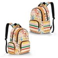 thumbnail image 2 of FKELYI Floral Bow Stripe Print Kids Backpack for Girls 17 Inch School Backpacks Large Capacity Bookbag with Multi-Pockets Casual Daypack for Elementary Student, 2 of 7