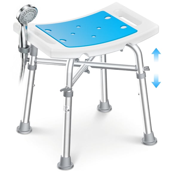 Naipo Shower Chair for Inside Shower Adjustable Height Anti-slip Padded Bathing Stool Seats for Adults, 500lb Heavy Duty Tub Bench for Elderly and Disabled