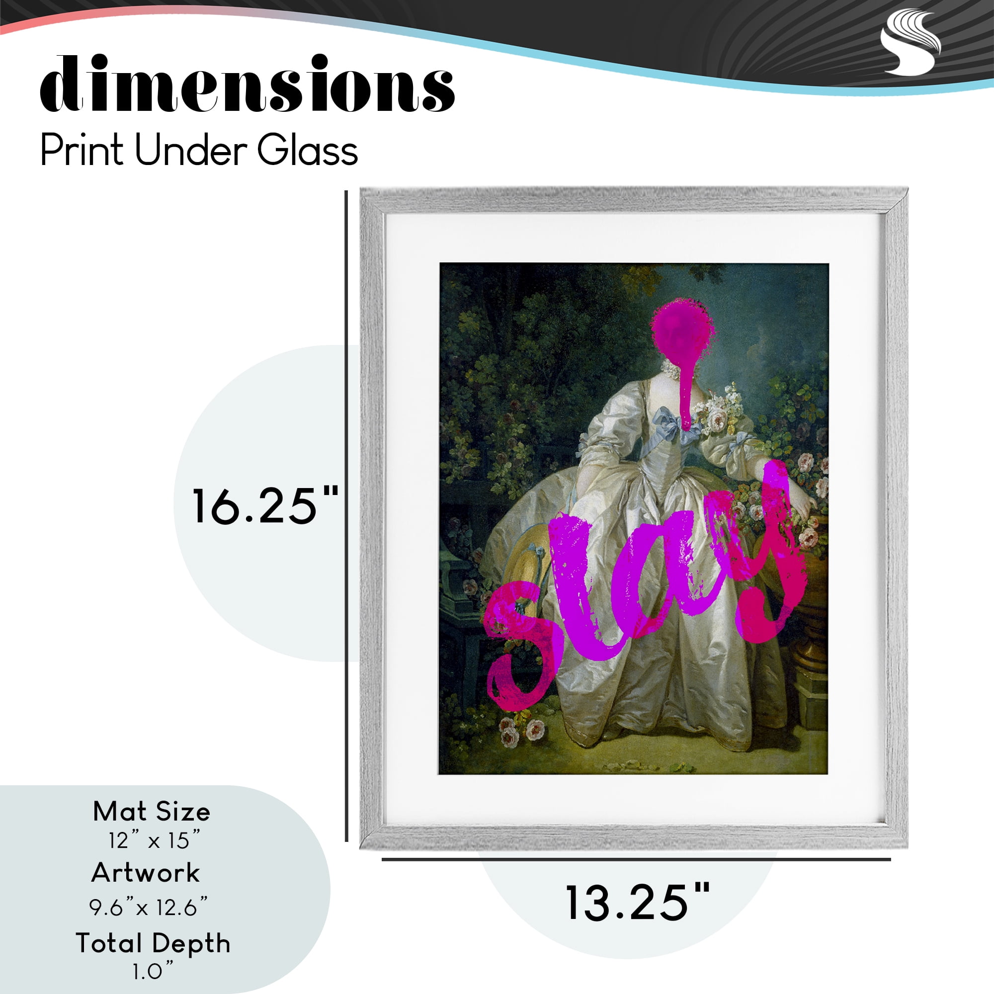 Slay Classical Baroque Gown Gray Framed Print Under Glass, design by Lil' Rue