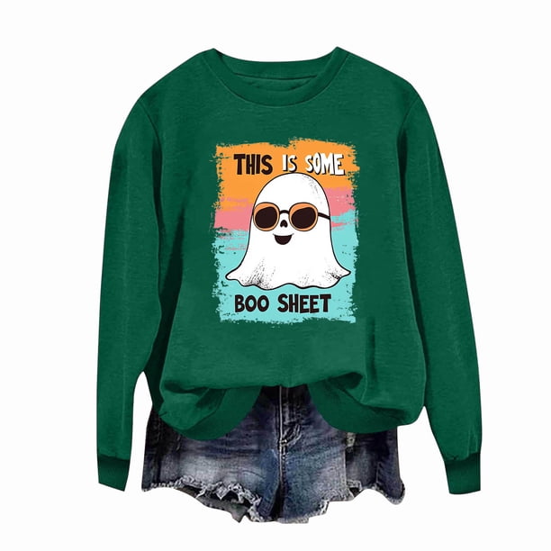 Ailaofu Womens Halloween Crewneck Sweatshirt Cute Long Sleeve Graphic Pullover Tops Fall Fashion Clothes