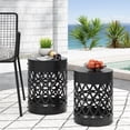 thumbnail image 2 of Oufan Outdoor Side Table Set of 2, Decorative Garden Stool for Patio Heavy Duty Metal Frame Accent Table Modern End Table, Black, 2 of 7