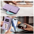 thumbnail image 4 of Magnetic Clasp Flip Stand Case for iPhone 17 Pro with Lanyard 5-Card Holder  Butterfly Flower Multi-card Zipper Wallet Leather Phone Case,Light Purple,For iPhone 17 Pro, 4 of 8