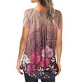 thumbnail image 3 of Fatuov Plus Size Tops for Women Summer Dressy Casual Short Sleeve Graphic T-Shirts Trendy Button V-Neck Floral Printed Blouses Pink, 3 of 3