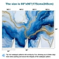 thumbnail image 3 of Peel and Stick Wallpaper Abstract Blue Fluid Art Gold Modern Art Wall Mural Decor Self Adhesive and Removable 69in x 98in, 3 of 8