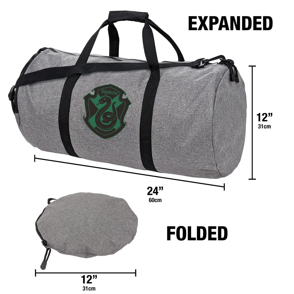 Harry Potter Slytherin Plaid Sigil Lightweight Duffel Bag for Sports and Gym Packable for Travel